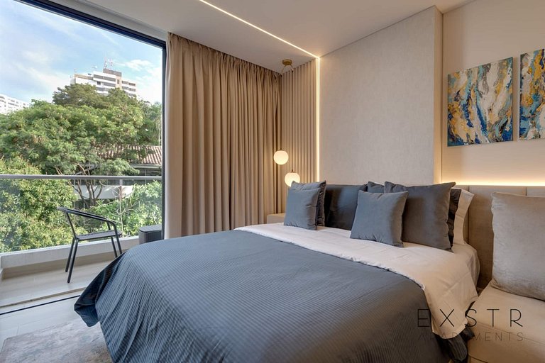 RM805 • Estudio maravilloso • Balcón • Piscina y gimnasio