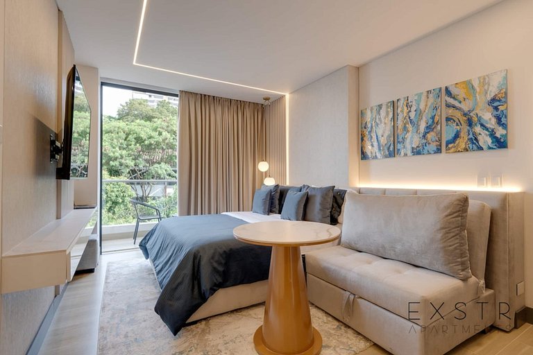 RM805 • Estudio maravilloso • Balcón • Piscina y gimnasio